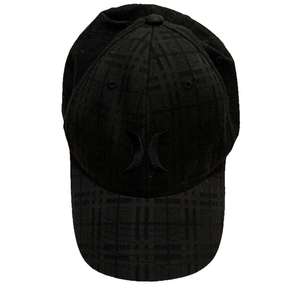Hurley Hat Cap Size Flex Stretch Fitted Black On Black Out Logo